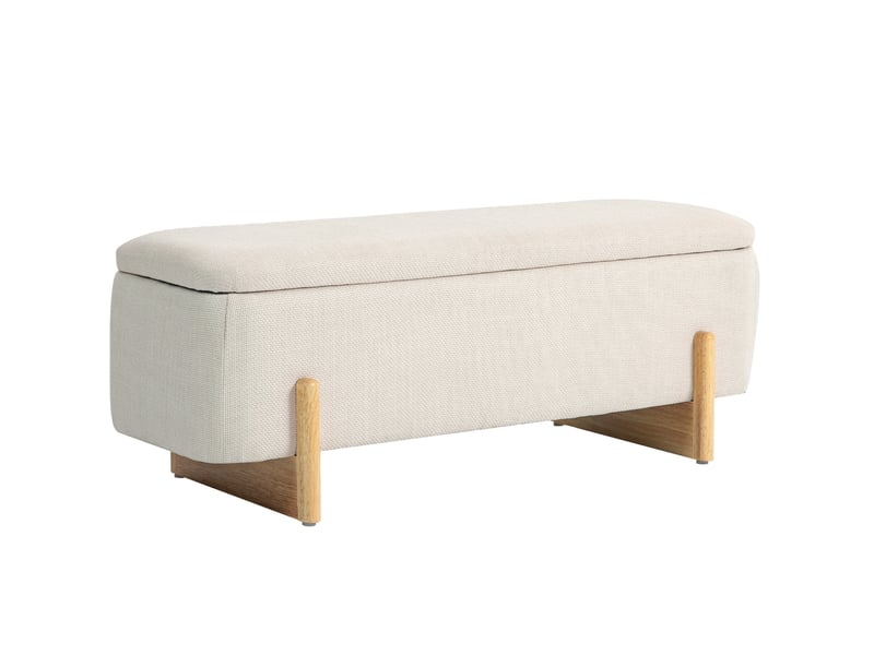  Banc coffre 111x44x44,5 cm, banc de lit, rangement discret, assise moelleuse, meuble chambre et salon, polyester, beige  - Conforama A