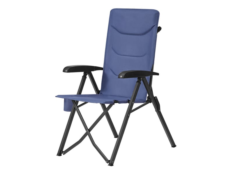  Chaise de camping, dossier réglable 95°-150°, porte-gobelet, sac de transport, pêche, jardin, bleu  - Conforama A