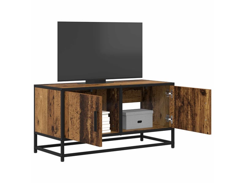  Meuble tv - banc tv - meuble de rangement 80 x 34,5 x 40 cm bois ancien bois d'ingénierie  - Conforama C