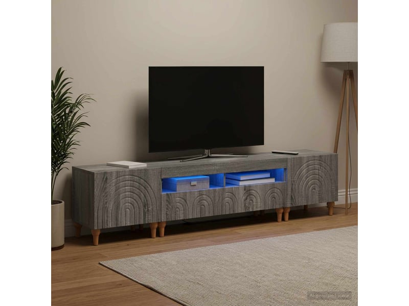 Ensemble de 3 meubles tv led sonoma gris bois d'ingénierie shl59083 - Conforama B