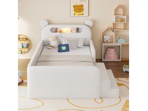 Lit avec rangement 90x200 cm <strong>MODFU</strong> <strong></strong> coloris blanc