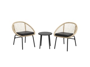 Salon de jardin 3 pièces 70x63x73 cm – jaune – 2 fauteuils avec coussins et table ronde en acier stable