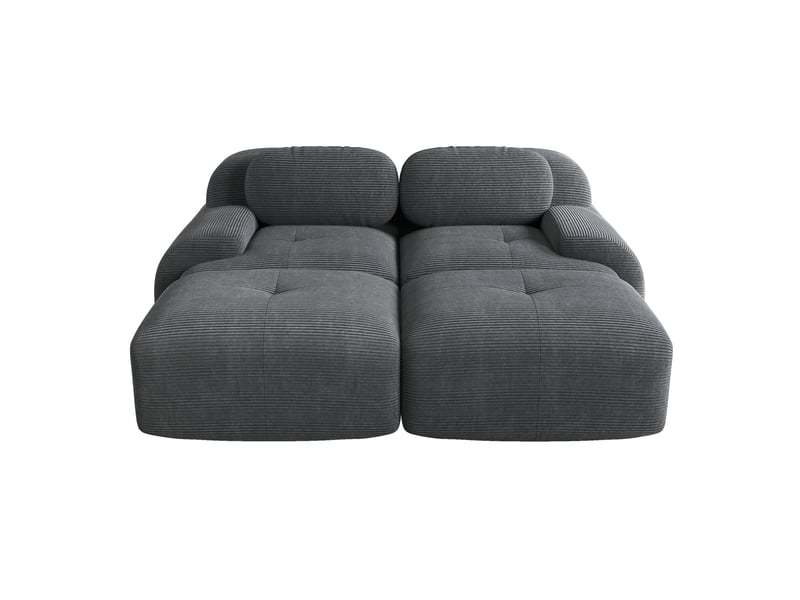  Canapé modulable 2 places 208x178x70 cm avec chaiselongue tissu côtelé gris  - Conforama A