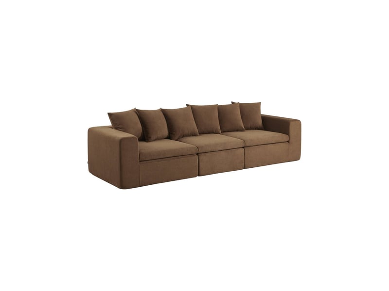  Canapé modulable tissu chenille 4 places marron - movi  - Conforama A