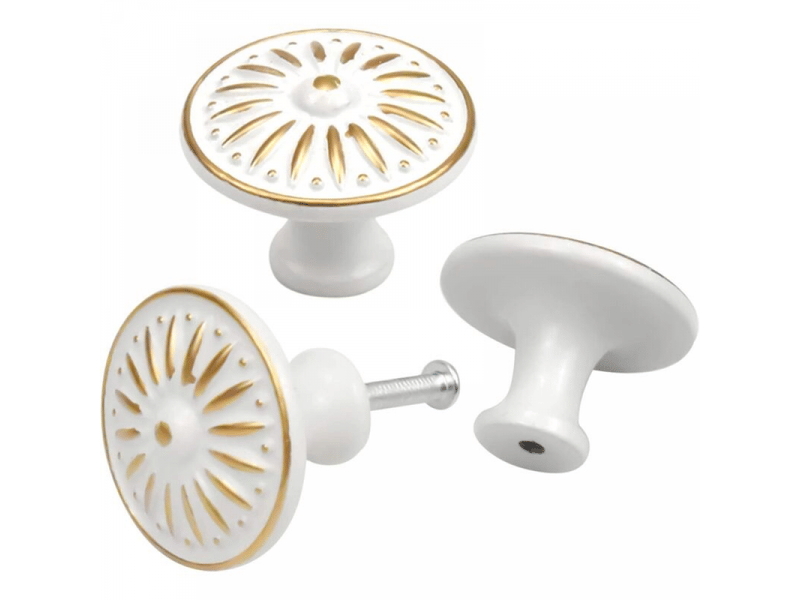  10 poignées vintage pour portes et tiroirs, rondes en laiton de 35 mm, pour meubles de cuisine et chambre d'enfant (blanches)  - Conforama C