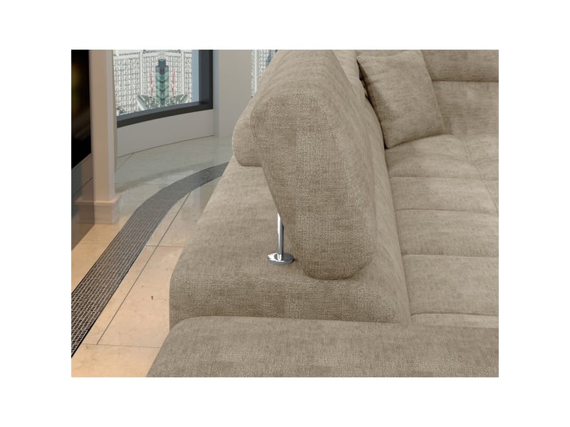 Canapé d'angle convertible palazzo 4 places beige – angle gauche avec coffre - Conforama E