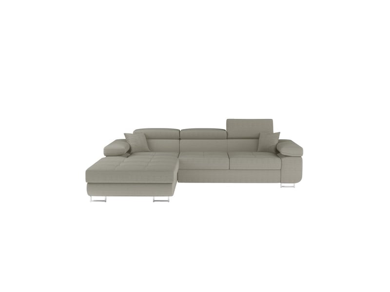 Canapé d'angle convertible amanda beige clair velours côtelé avec coffre gauche - Conforama A