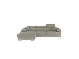 Canapé d'angle convertible amanda beige clair velours côtelé avec coffre gauche