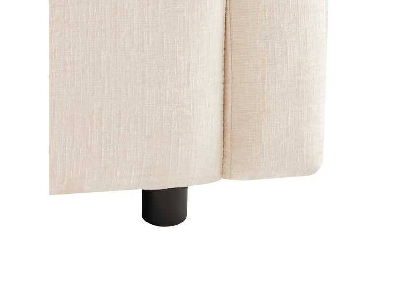  Canapé d’angle en l modulable beige, convertible 3 places, avec pouf mobile et 4 coussins en chenille  - Conforama E