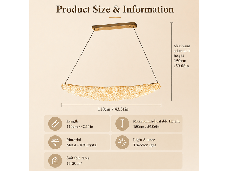  Lustre en cristal teinte champagne b1 – éclairage 3 couleurs ASLED-724 - Conforama D