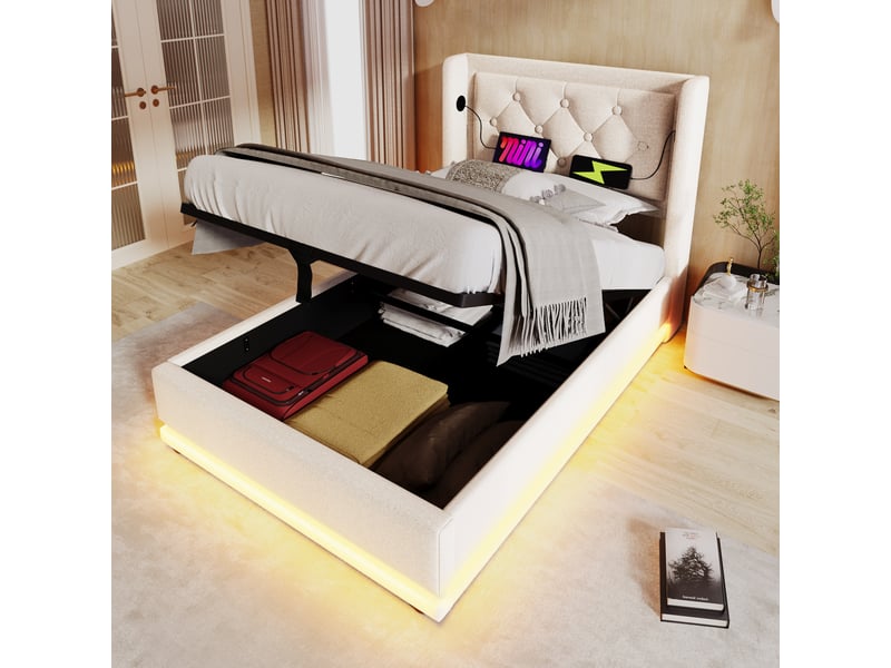  Lit gigogne 90x200 cm forme licorne avec 3 tiroirs, pu, violet, sans matelas  - Conforama W
