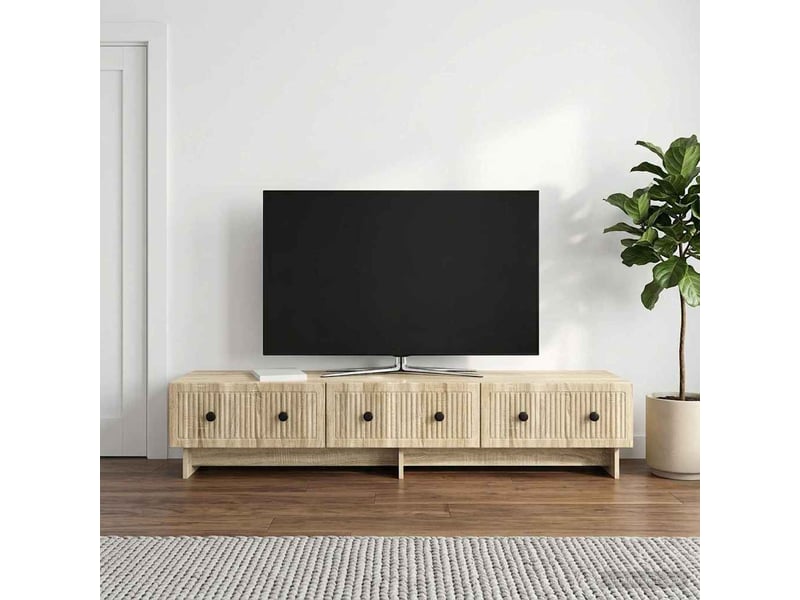  Meuble tv - banc tv - meuble de rangement 147 x 34,5 x 30 cm chêne sonoma bois d'ingénierie  - Conforama D