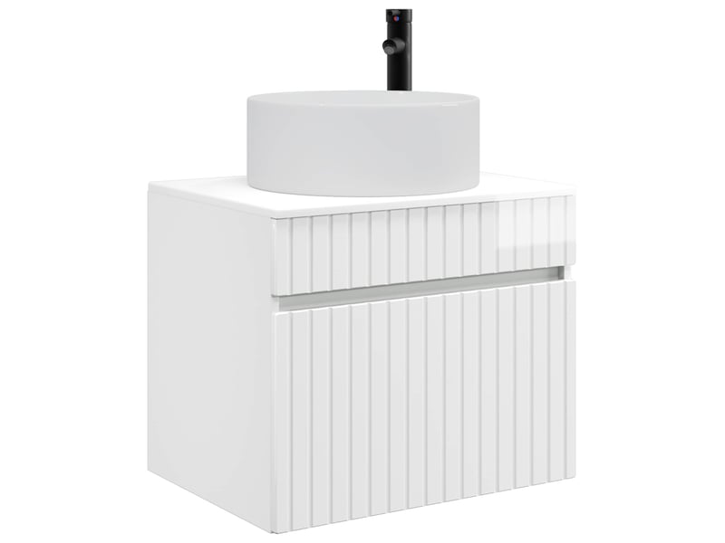  Cabinet salle de bain mural, meuble de rangement blanc brillant 59x44.5x50 cm  - Conforama C