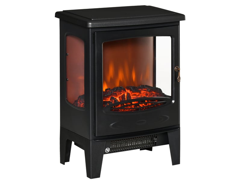  Cheminée électrique avec effet flamme led, 900 w1800 w, noire, pour petite pièce  - Conforama A