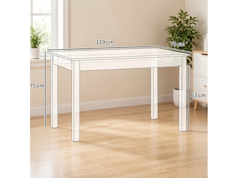  Table à manger rectangulaire 119 x 70 cm en panneau de particules chêne et blanc  - Conforama C