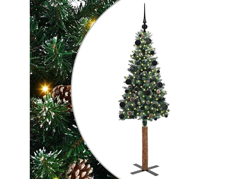 Sapin de noël, arbre de noël mince vert 150 cm pvc et bois de pin massif shl8507 - Conforama A