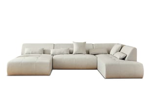 Canapé d'angle droit fixe BESTMOBILIER ONYX 7 places Tissu Beige