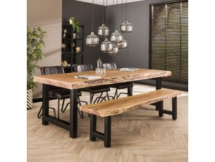 Table à manger 240 cm en acacia et métal noir - stacy