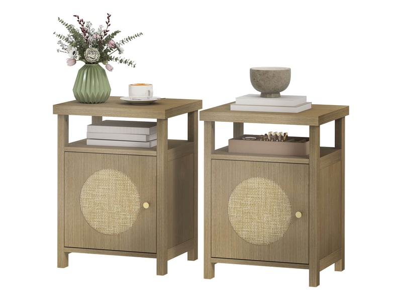  Lot de 2 tables de chevet 40 x 35 x 55 cm rangement optimisé étagère compartiment vintage en panneau de particules marron 21_0003744  - Conforama A