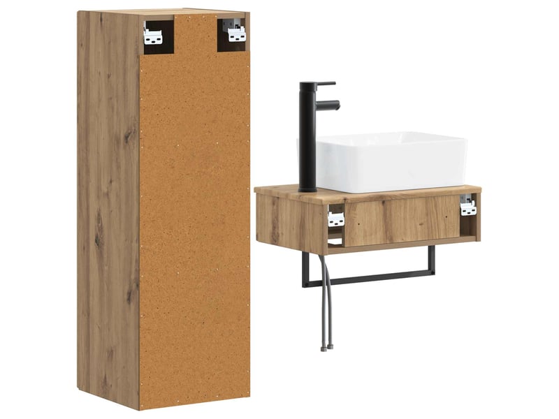 Ensemble de mobilier de salle de bain 2 pcs chêne artisanal shl5327 - Conforama E