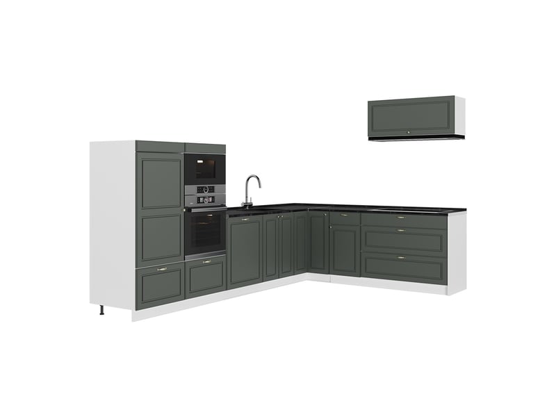  Vicco cuisine en angle, vert or campagneblanc, 327x60cm, pt anthracite  - Conforama A