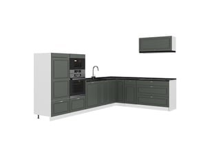 Vicco cuisine en angle, vert or campagneblanc, 327 x 227 cm, pt anthracite