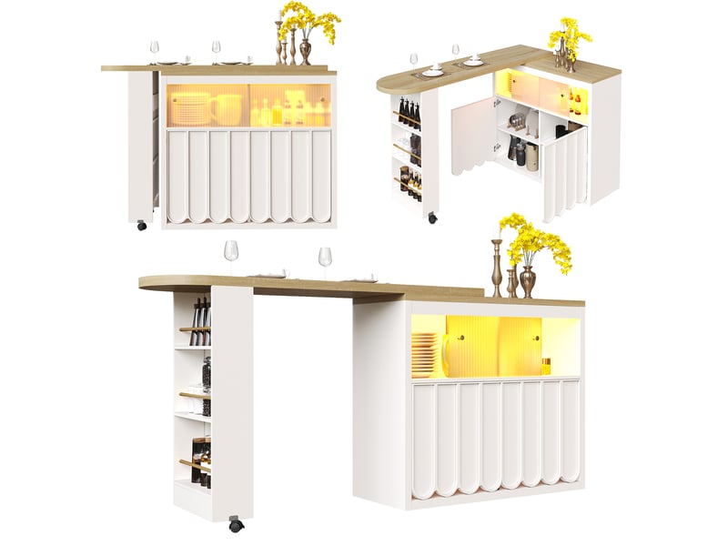  Table de bar blanc - 205 cm led mdf table de bar blanc - Conforama A