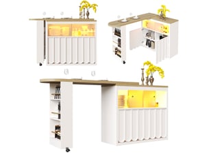 Bar coloris blanc <strong>MERAX</strong> <strong>table de bar blanc</strong> - 205 cm