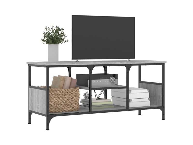  Meuble tv - banc tv - meuble de rangement sonoma gris 100x35x45 cm bois d'ingénierie et fer  - Conforama C