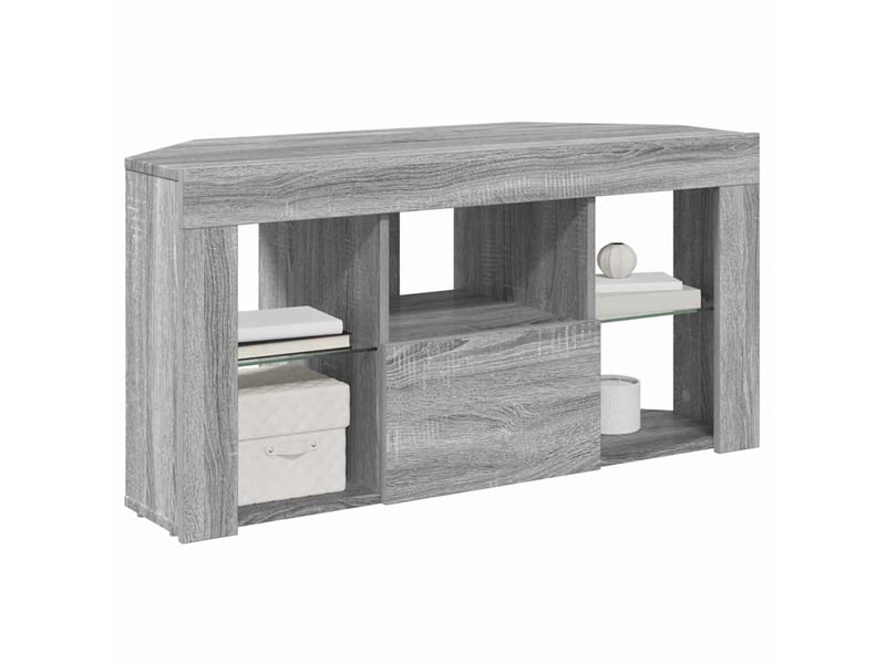 Meuble tv led d'angle 100x40x50 cm gris sonoma - Conforama C