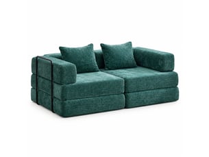 Canapé droit compressé convertible MIVRAY 2 places Tissu vert foncé