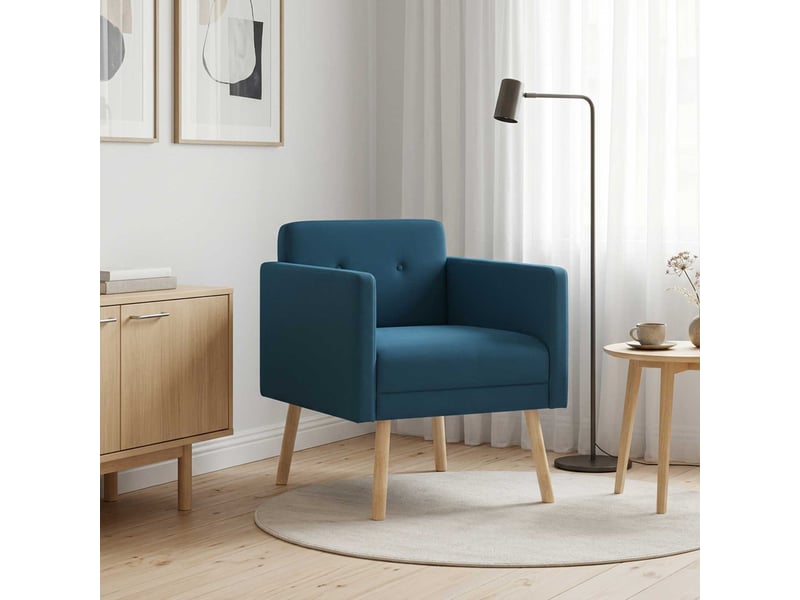  Vidaxl fauteuil d'appoint bleu velours  - Conforama B