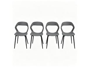Lot de 4 chaises de salle à manger grises avec dossier ergonomique, pieds en métal