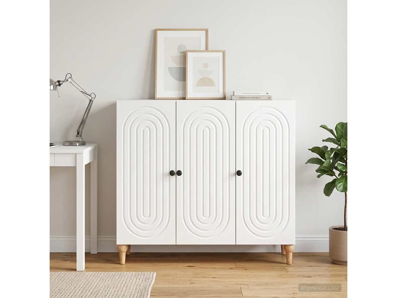  Buffet - bahut - meuble de rangement blanc brillant 89 x 34,5 x 80 cm bois d'ingénierie  - Conforama D