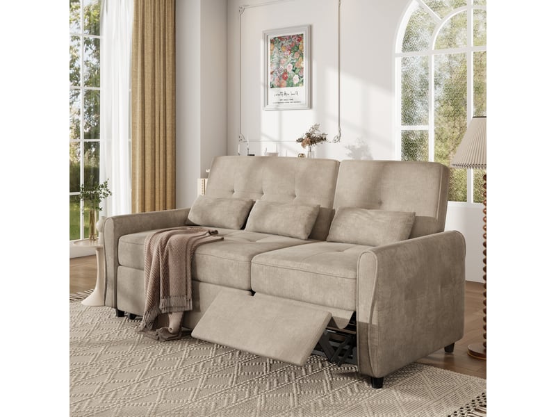  Canapé convertible - canapé-lit 3 places extensible – canapé-lit 3 en 1 en tissu chenille, surface de couchage extensible, brun  - Conforama E