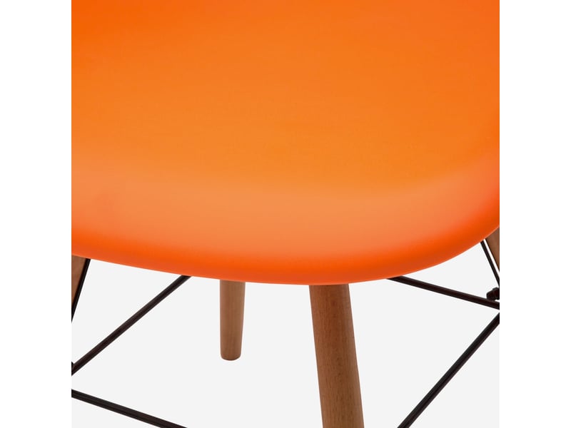  Fauteuil en polypropylène pieds en bois jacqueline - orange  - Conforama C