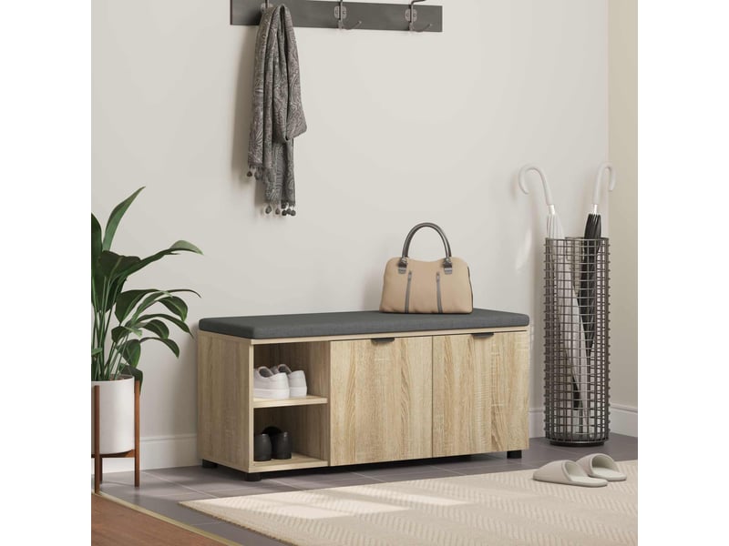  Banc d'entrée, banc interieur avec coussin chêne sonoma 100x38x46 cm shl35114  - Conforama B