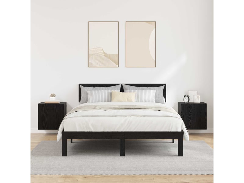  Meubles tv - banc tv - meuble de rangement muraux 2 pcs chêne noir bois d'ingénierie  - Conforama D