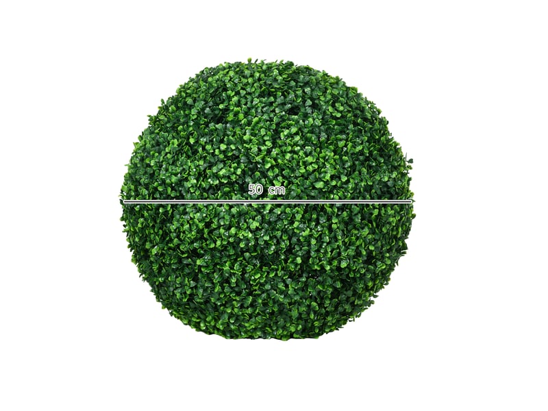  Lot de 2 sphères de buis artificiel, ø50 cm, décoration intérieure et extérieure, vertes  - Conforama E