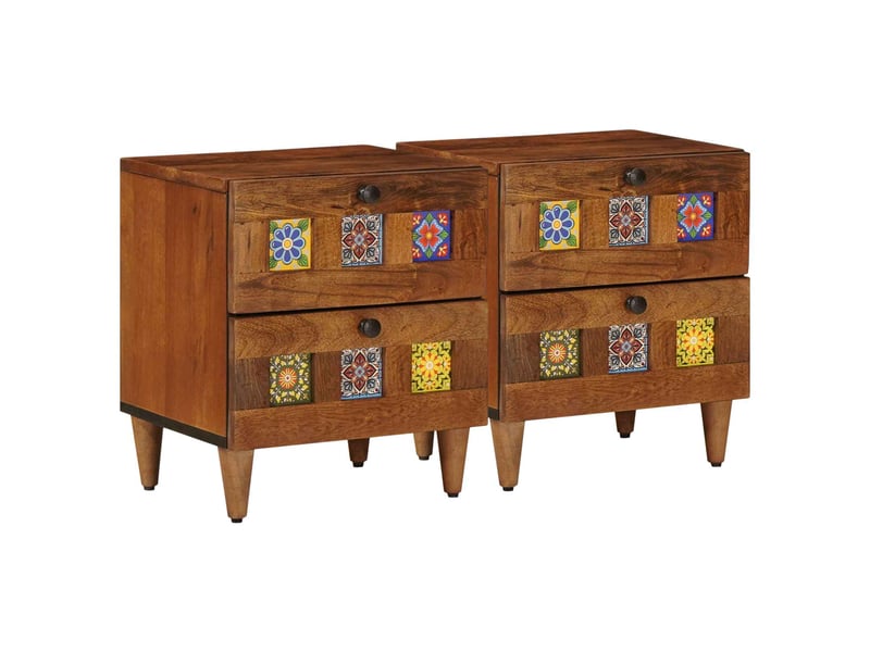  Table de chevet avec tiroir 2 pièces marron 40 x 33 x 46 cm  - Conforama B