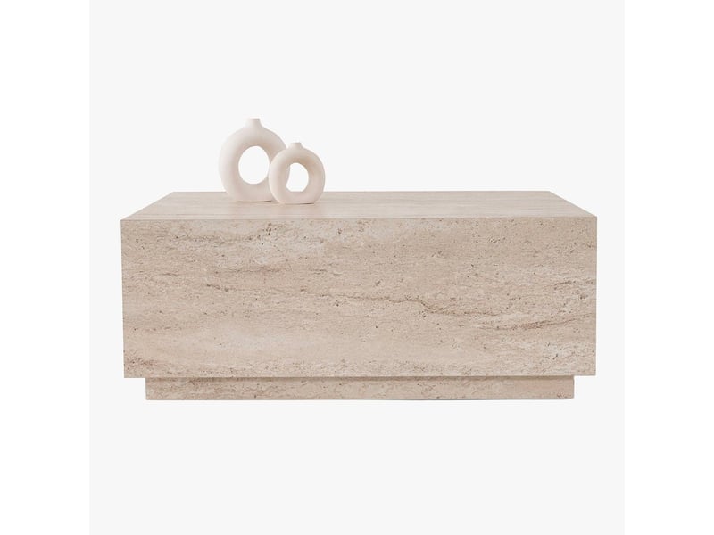  Table basse carrée beige 90 cm  - Conforama C