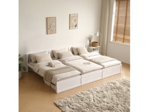 Lit familial home deluxe dilar – blanc, pin (270 x 200 cm) | idéal pour le confort familial