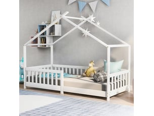 Lit cabane 90x200 cm <strong>MODENUIT </strong>  <strong></strong> coloris blanc