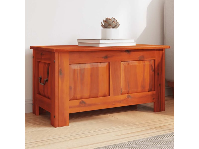  Coffre de rangement avec couvercle marron bois massif d'acacia shl8381  - Conforama B