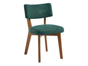 Lot de 2 chaises de salle à manger en tissu vert, pieds en bois
