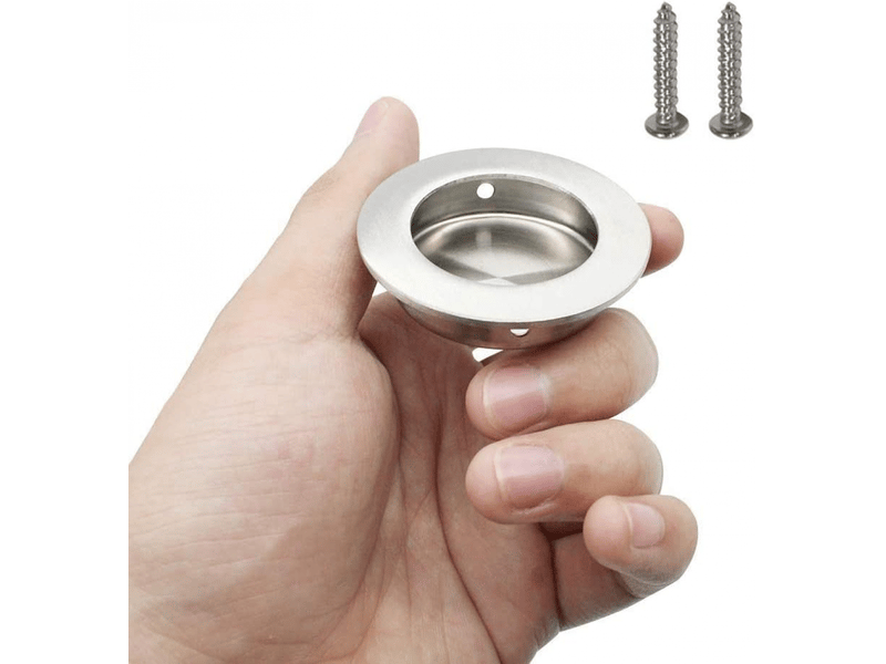  Jeu de 4 poignées de porte coulissante encastrées en acier inoxydable, adaptées aux tiroirs de portes coulissantes, avec vis  - Conforama B