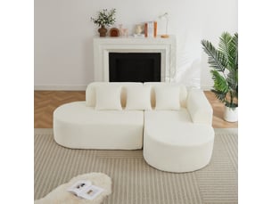 Canapé d’angle,222x157x73 cm,3 places avec chaise à droite,chenille,beige