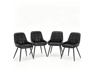 Lot de 4 chaises de salle à manger rembourrées en similicuir noir avec pieds réglables