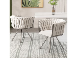 Lot de 2 chaises de salle à manger pivotantes,59x54x72 cm,velours,beige et argenté