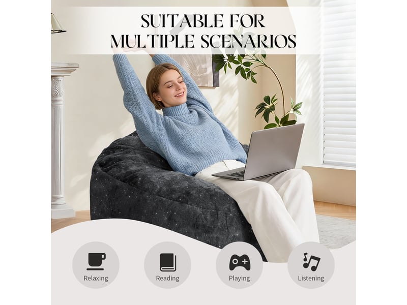  Fauteuil pouf à dossier haut incurvé, soutien enveloppant, design moderne  - Conforama D